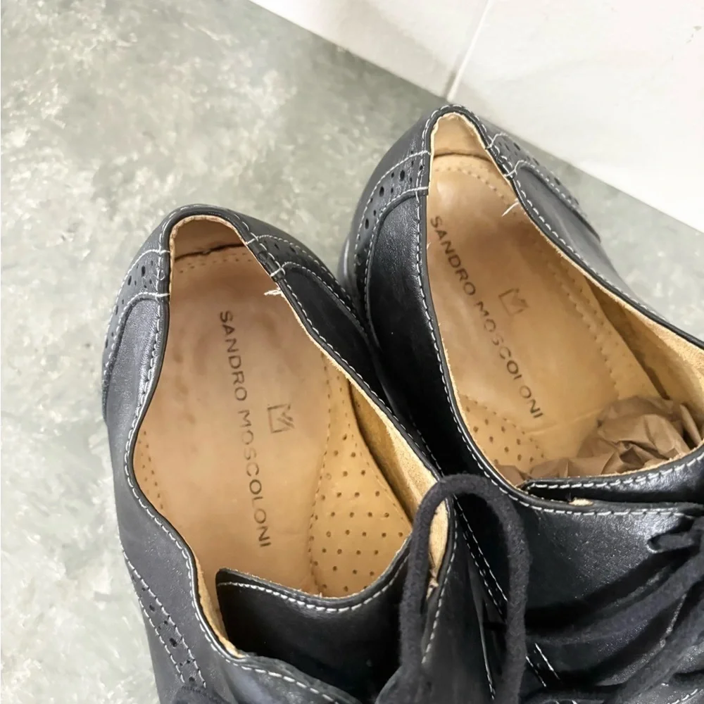 SANDRO MOSCOLONI Men's Leather Dress Shoes Black Size 9.5 D